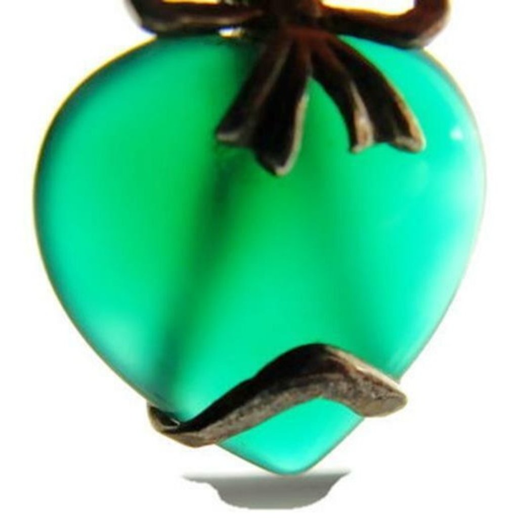 Green Heart Wraped In 925 Tied Bow Pendant Charm Patina Vintage Sterling Silver 34$